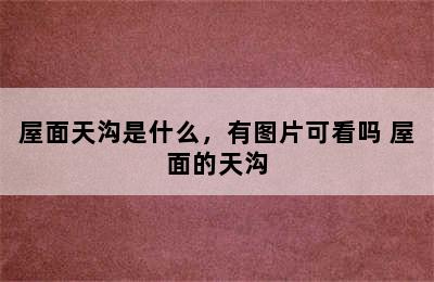 屋面天沟是什么，有图片可看吗 屋面的天沟